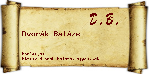 Dvorák Balázs névjegykártya