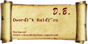 Dvorák Balázs névjegykártya